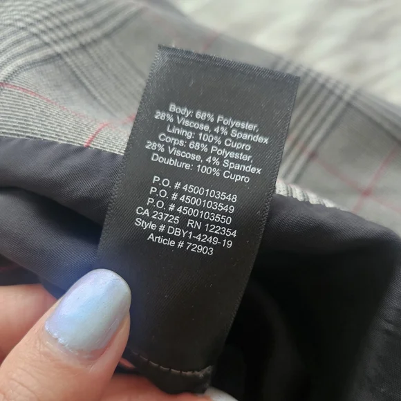 OLD BABATON Power Blazer Grey Glen Plaid 3/4 Sleeves Shawl collar Size 0 Aritzia - Picture 7 of 9